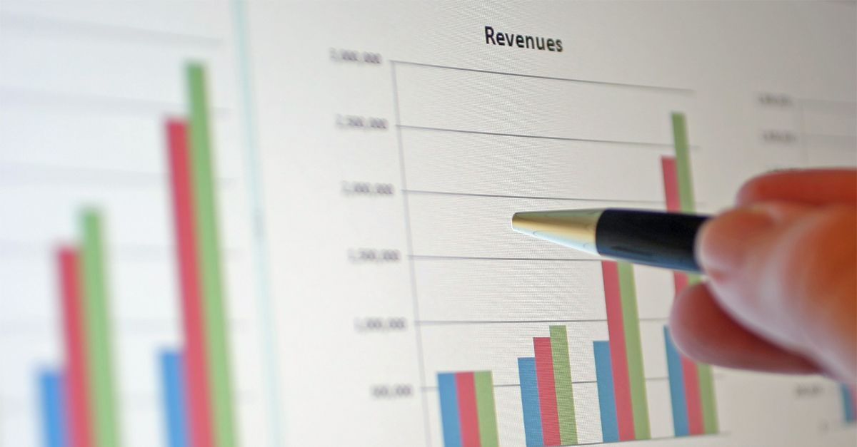 A bar graph showing an increase in revenue