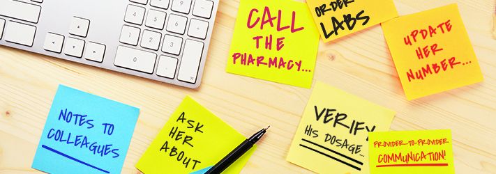 Paper workarounds often fill the gaps in EMR functionality for quick internal messaging and reminders.