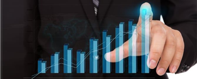 Rising Bar Graph With Growth Trend