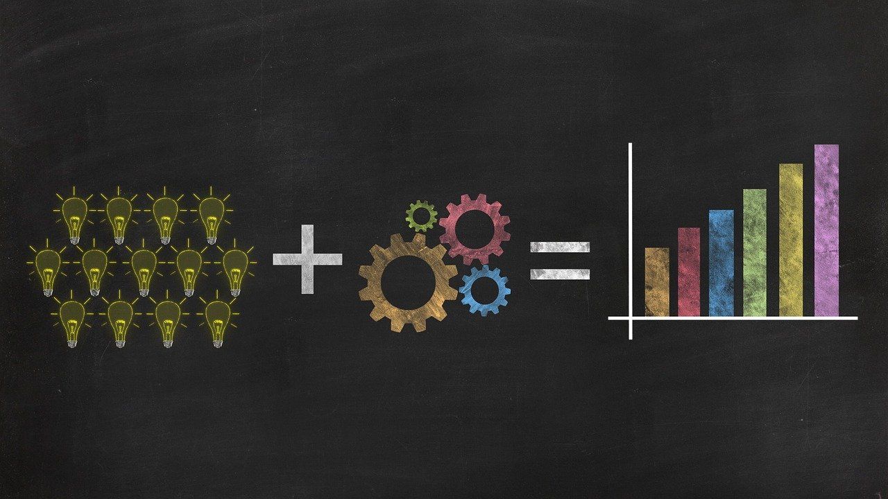 Growth Bar Graph on Chalkboard