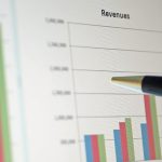 A bar graph showing an increase in revenue A bar graph showing an increase in revenue